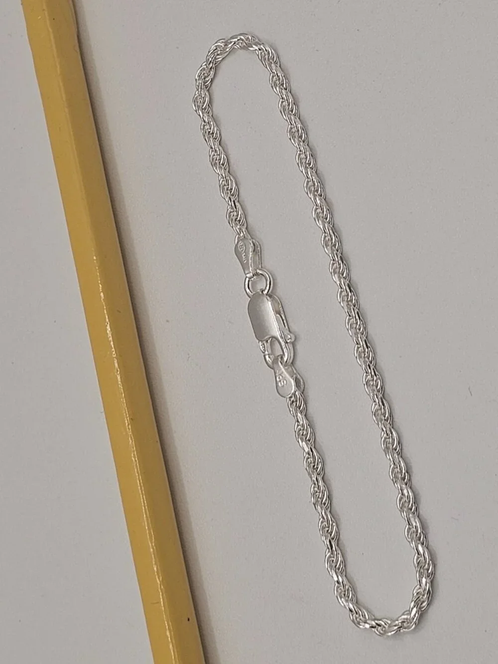 Sterling Silver 925 High Polished Diamond Cut Rope Bracelet 2.5mm 8 inches